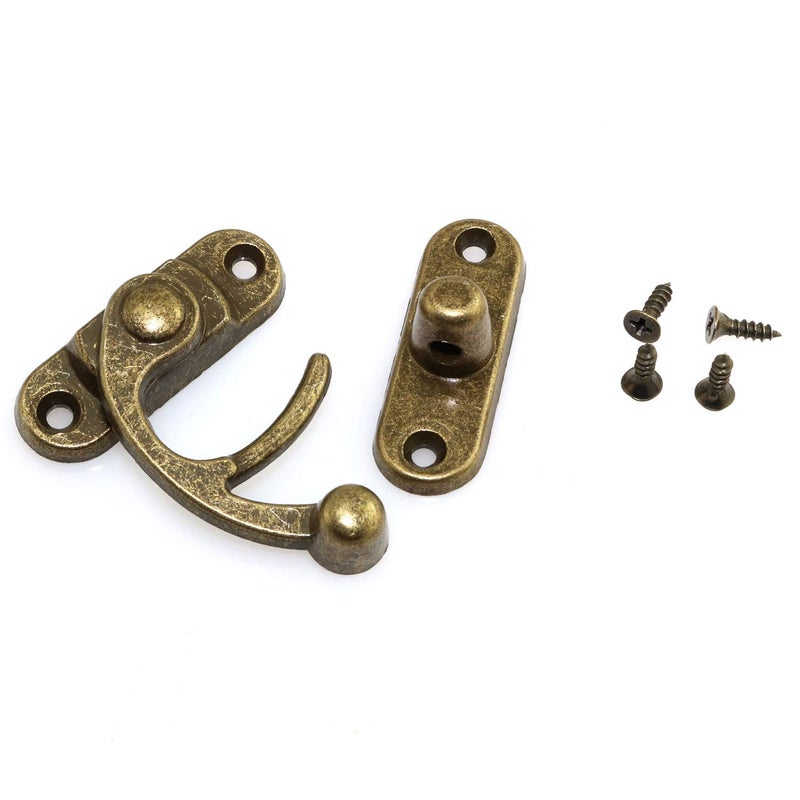 RuiLing 1 Pair Bronze Mini Swing Arm Clasp Latch Vintage Style Left Right Toggle Hasp Hook Metal Catch Curved Buckle for Suitcase Jewelry Box Toolbox 33x28mm - Image 5